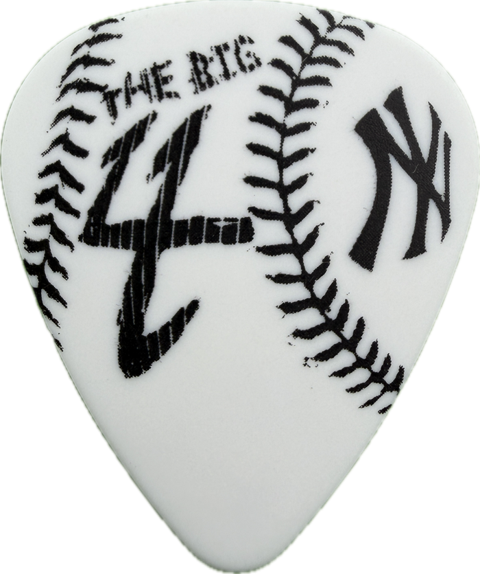 James Hetfield Metallica 2011 Big 4 Yankee Stadium Tour White guitar pick front James Hetfield Metallica 2011 Big 4 Yankee Stadium Tour White guitar pick front