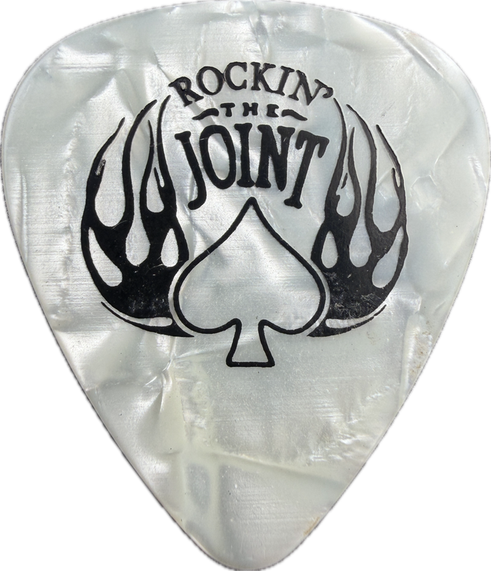 Joe Perry Aerosmith 2006 Rockin The Joint Tour Guitar Pick front rockin the joint white pearloid Joe Perry Aerosmith 2006 Rockin The Joint Tour Guitar Pick front rockin the joint white pearloid