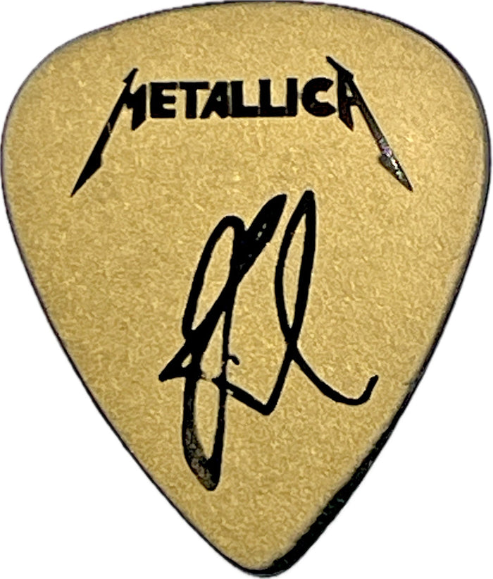 KIRK HAMMETT METALLICA MATTE GOLD GUITAR PICK FRONT KIRK HAMMETT METALLICA MATTE GOLD GUITAR PICK FRONT