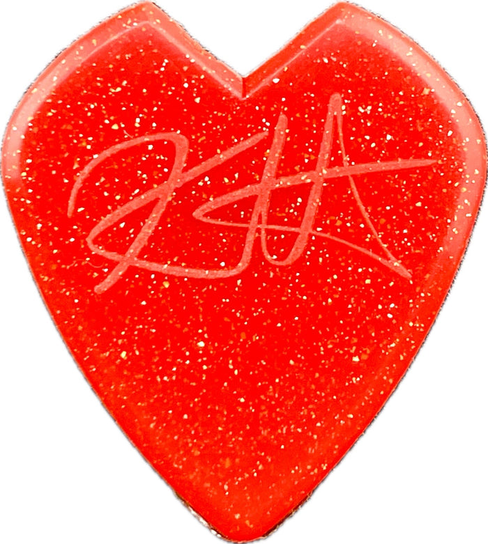 Kirk Hammett Metallica Sphere Las Vegas red sparkle Jazz III guitar pick front Kirk Hammett Metallica Sphere Las Vegas red sparkle Jazz III guitar pick front