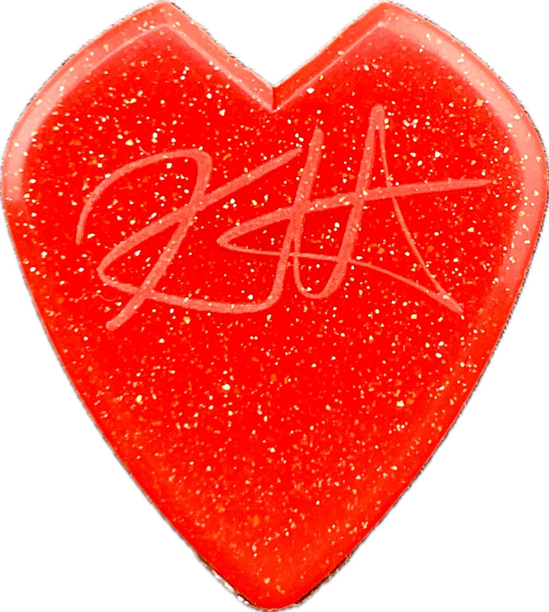 Kirk Hammett Metallica Sphere Las Vegas red sparkle Jazz III guitar pick front Kirk Hammett Metallica Sphere Las Vegas red sparkle Jazz III guitar pick front