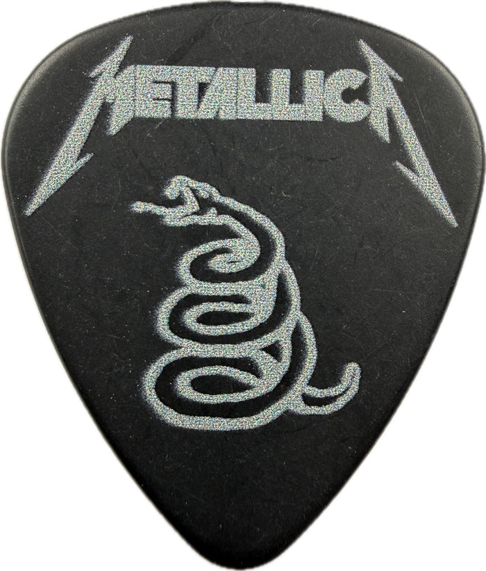 Metallica Life Burns Faster Black Album Sphere Las Vegas guitar pick front Metallica Life Burns Faster Black Album Sphere Las Vegas guitar pick front