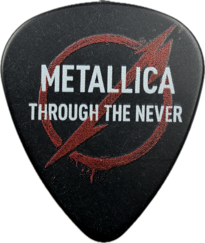 Metallica THROUGH THE NEVER guitar pick front, Metallica Through the Never artwork Metallica THROUGH THE NEVER guitar pick front, Metallica Through the Never artwork