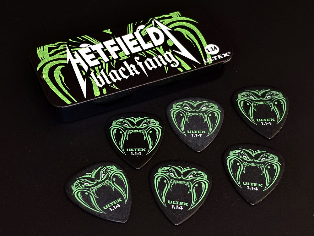 SIX BLACK FANGS = ONE SERIOUSLY MEAN PICK TIN SIX BLACK FANGS = ONE SERIOUSLY MEAN PICK TIN