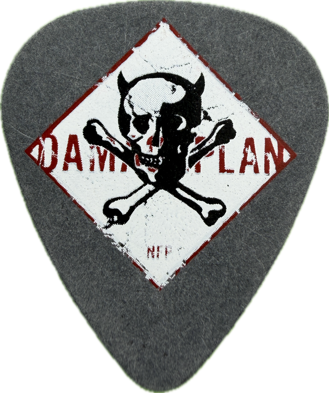 Dimebag Darrell Damageplan 2004 New Found Power Tour Skull Black Guitar Pick front