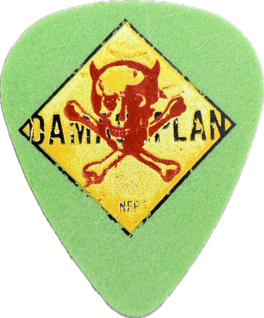 Dimebag Darrell Damageplan 2004 New Found Power Tour Skull Red Guitar Pick front