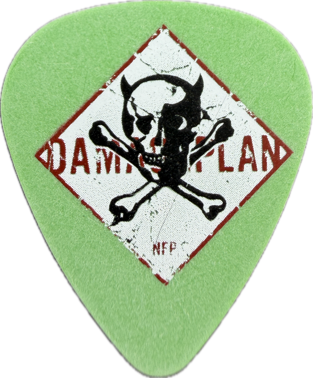 Dimebag Darrell Damageplan 2004 New Found Power Tour Skull White Guitar Pick front