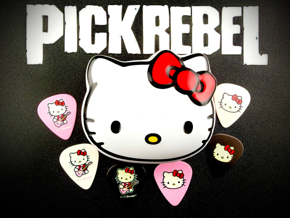 Fender x Hello Kitty 2024 tin and six guitar pick designs