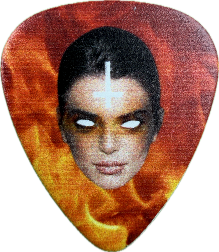 GARY HOLT SLAYER KILL THE KARDASHIANS KENDALL JENNER PORTRAIT GUITAR PICK FRONT