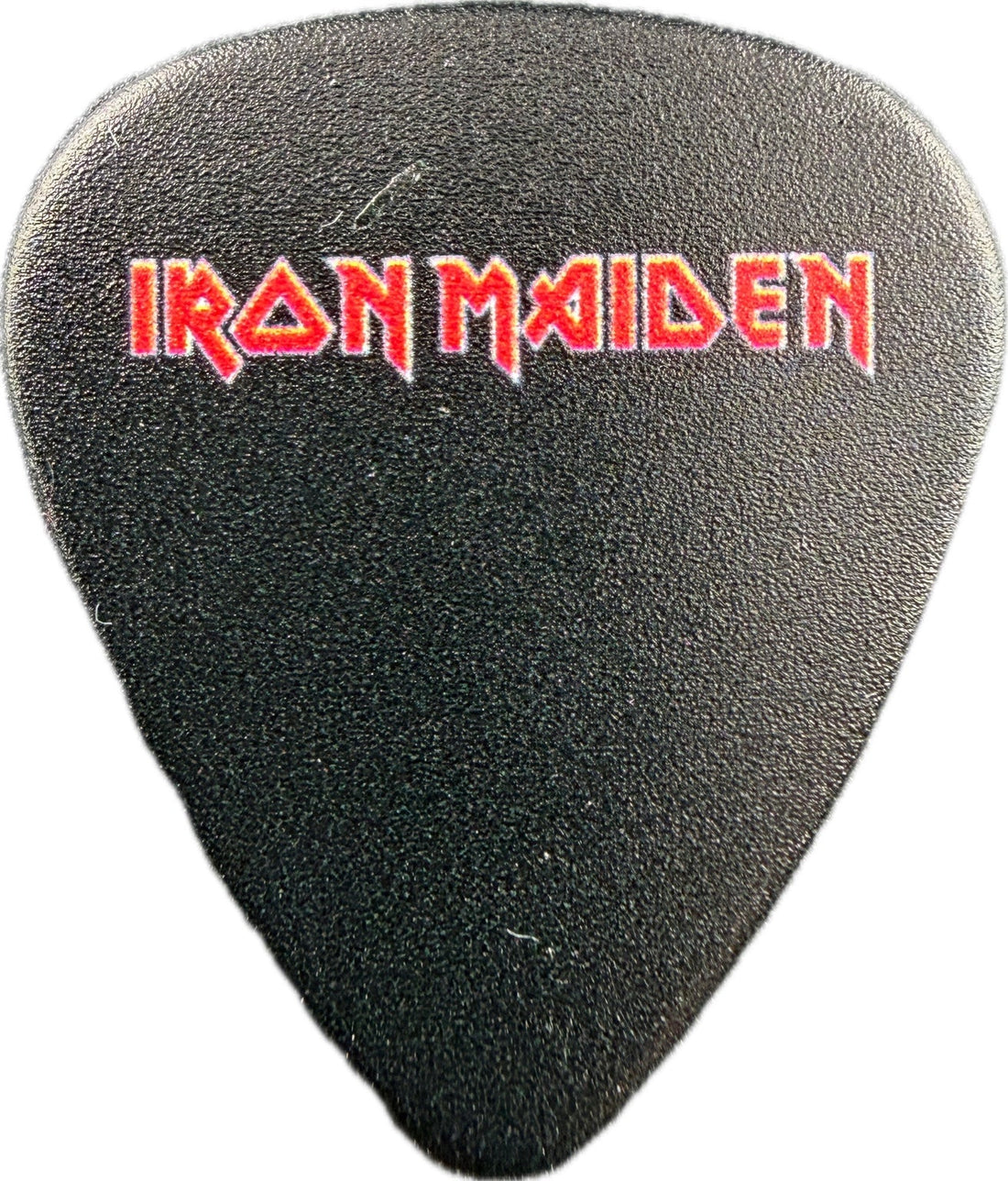 Iron Maiden red logo black guitar pick front