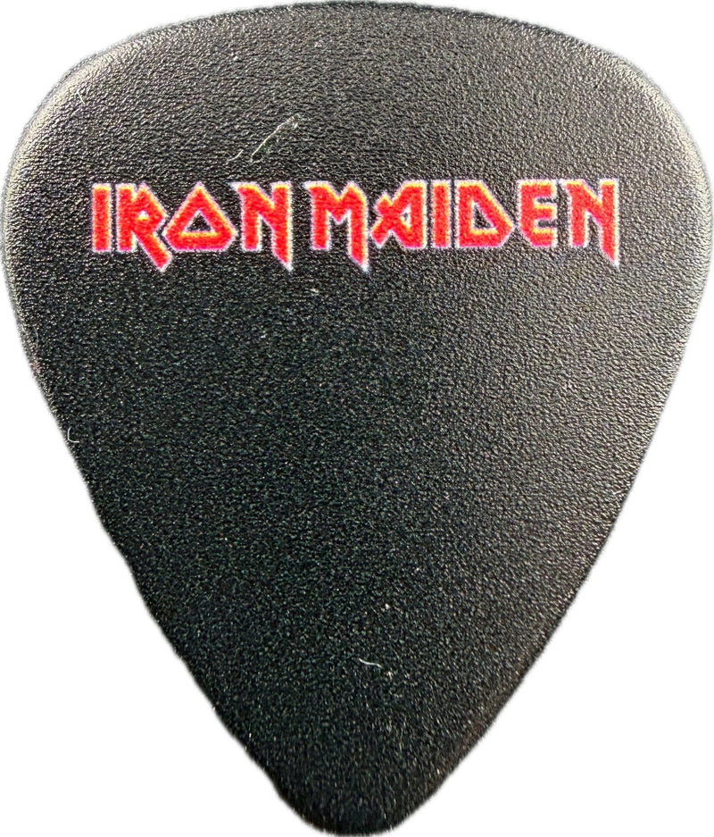 Iron Maiden red logo black guitar pick front