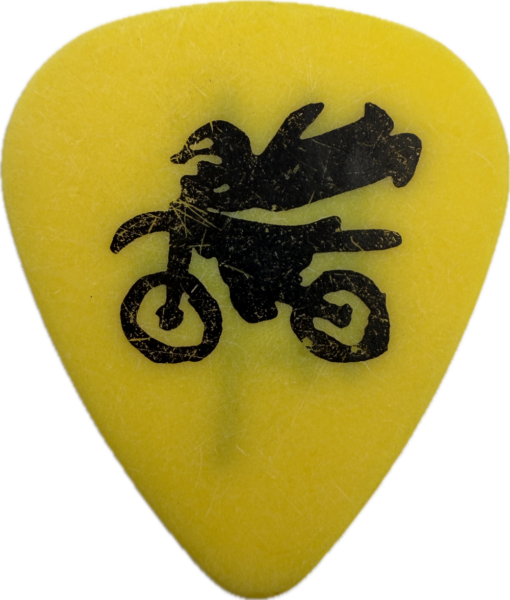 James Munky Shaffer Korn 1999 Issues Tour Guitar Pick front motorcycle artwork yellow