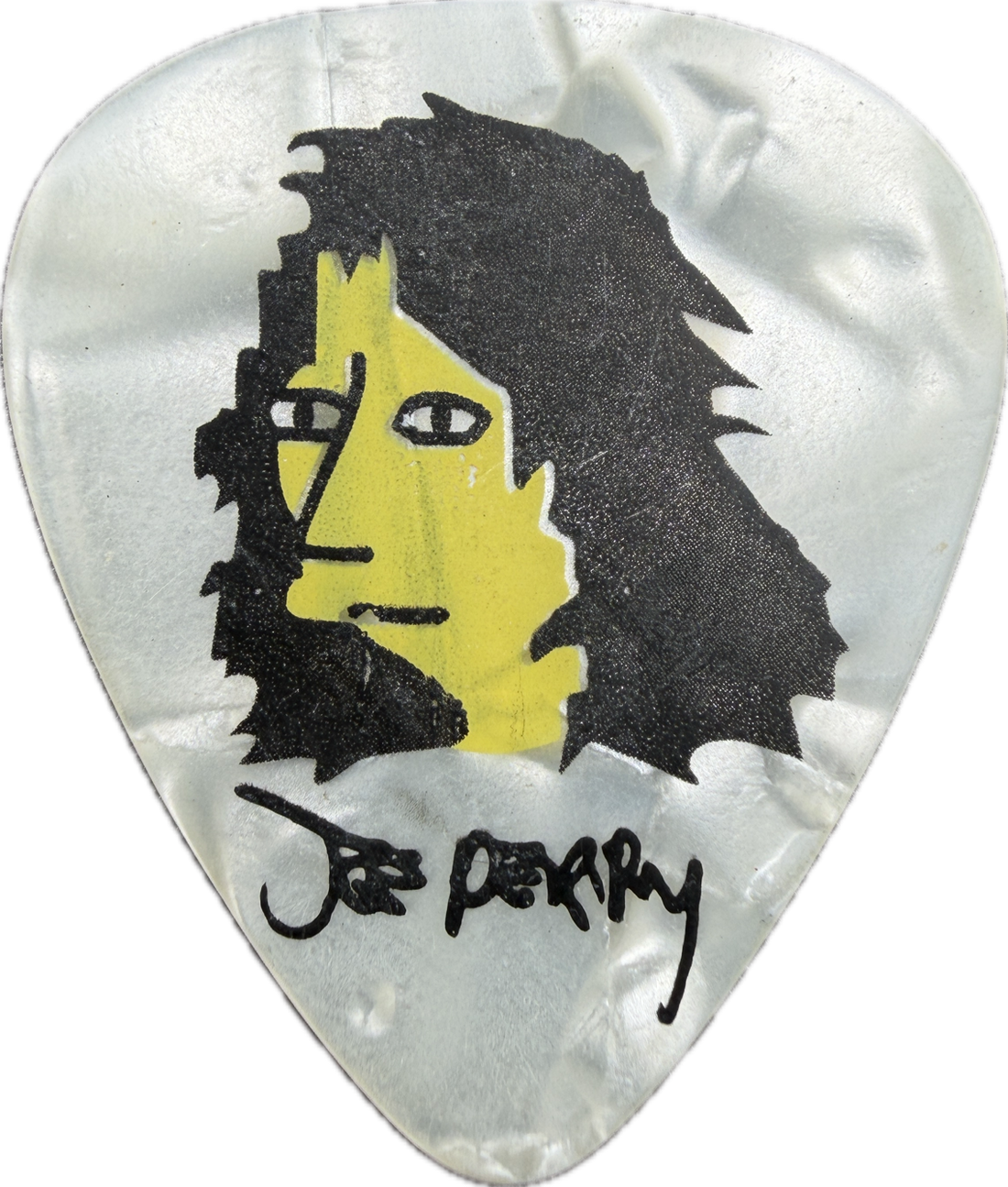 Joe Perry Aerosmith 2004 Honkin On Bobo Tour Simpsons Guitar Pick front simpsons style portrait white pearloid
