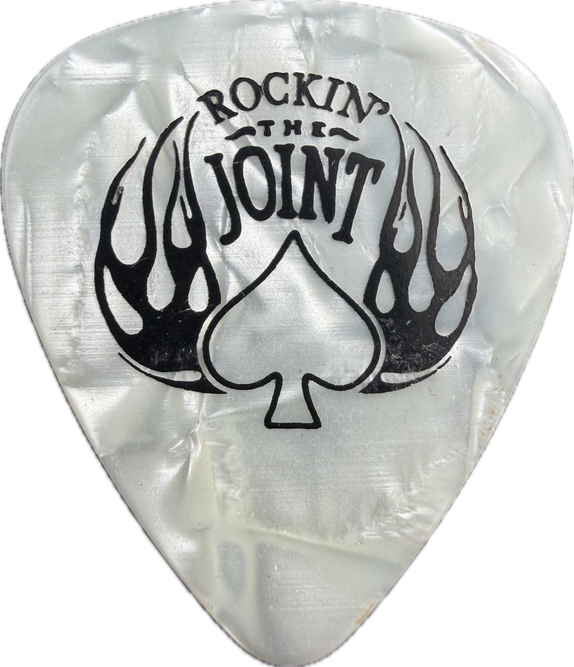 Joe Perry Aerosmith 2006 Rockin The Joint Tour Guitar Pick front rockin the joint white pearloid
