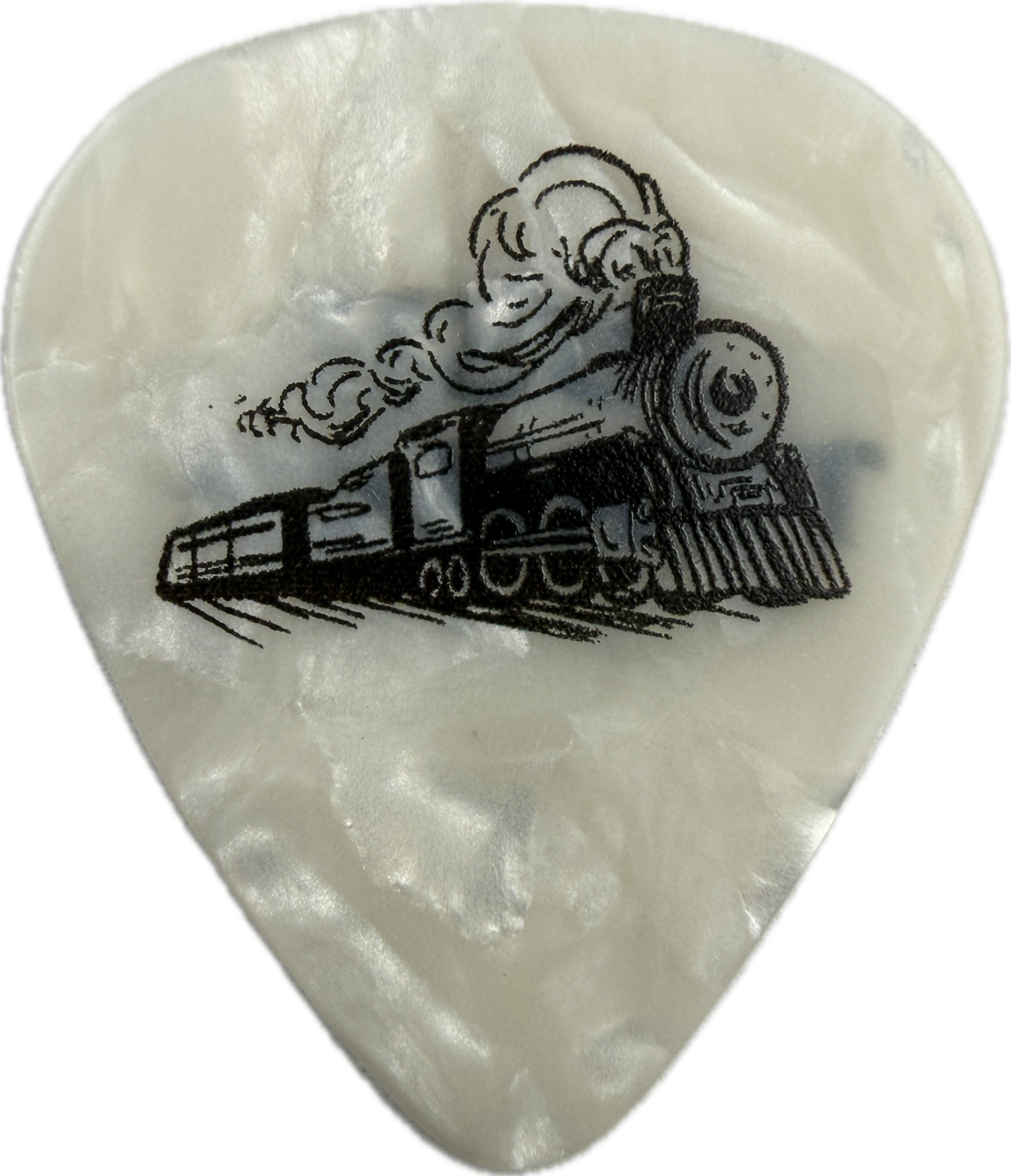 Josh Turner Long Black Train Guitar Pick front steam locomotive white pearloid