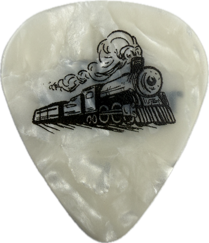 Josh Turner Long Black Train Guitar Pick front steam locomotive white pearloid