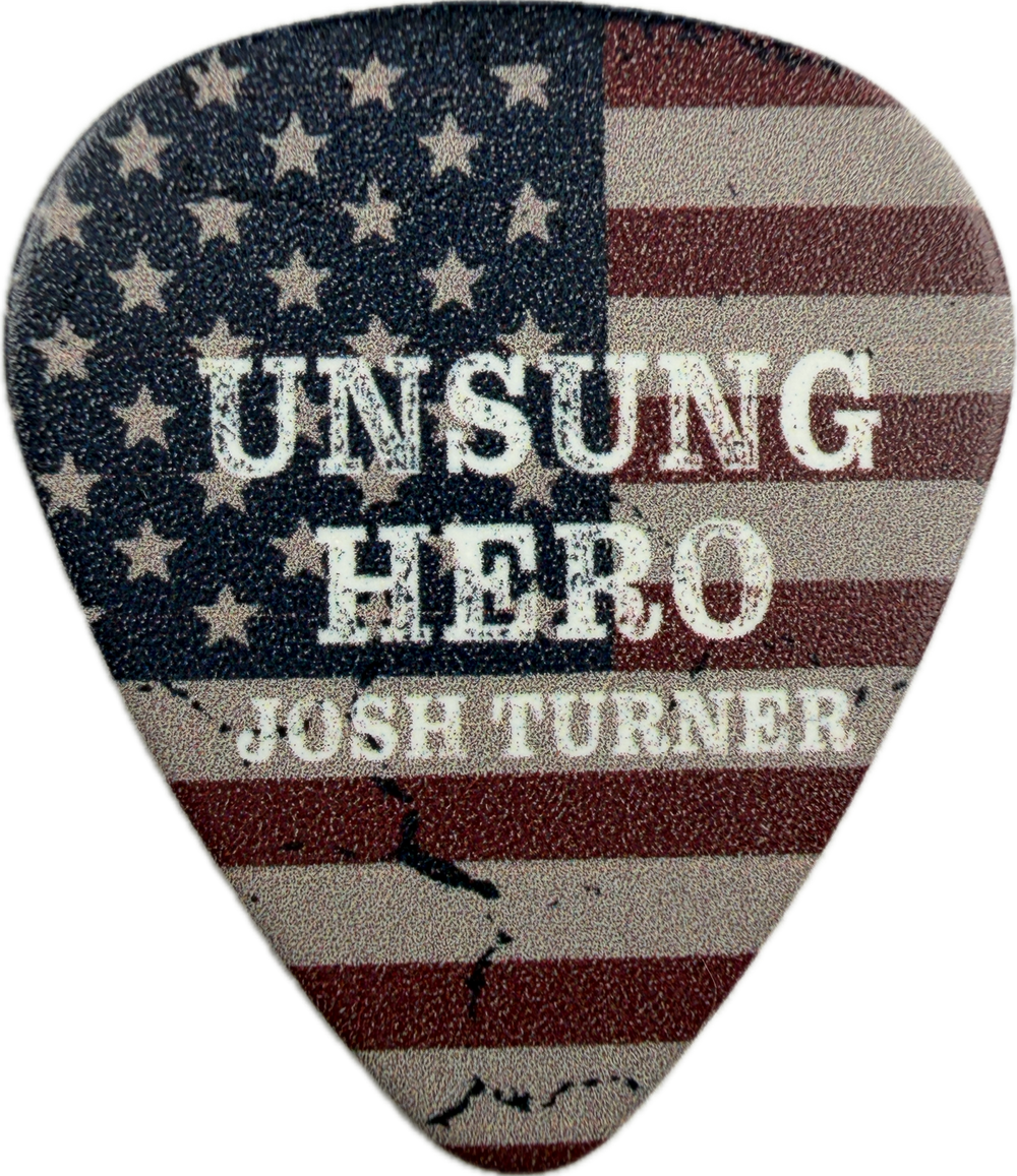 Josh Turner Unsung Hero Guitar Pick front unsung hero american flag