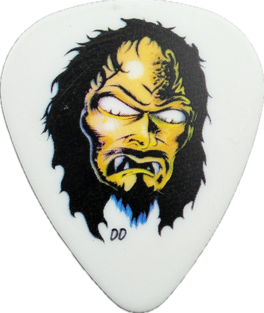 Kirk Hammett Metallica 2012 Tour caricature white guitar pick front