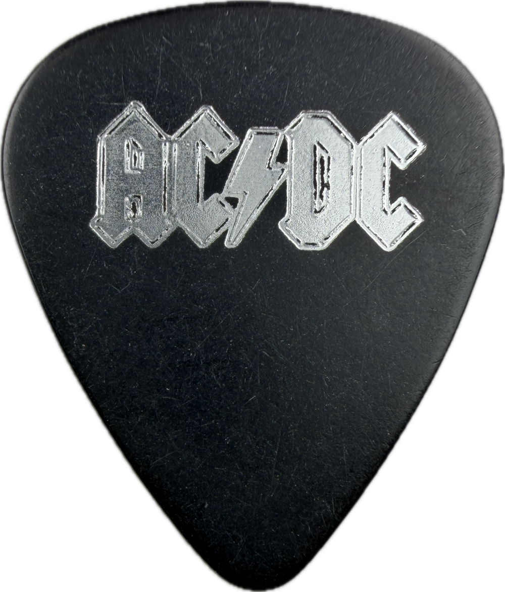 MALCOLM YOUNG AC/DC BLACK SILVER FOIL GUITAR PICK FRONT