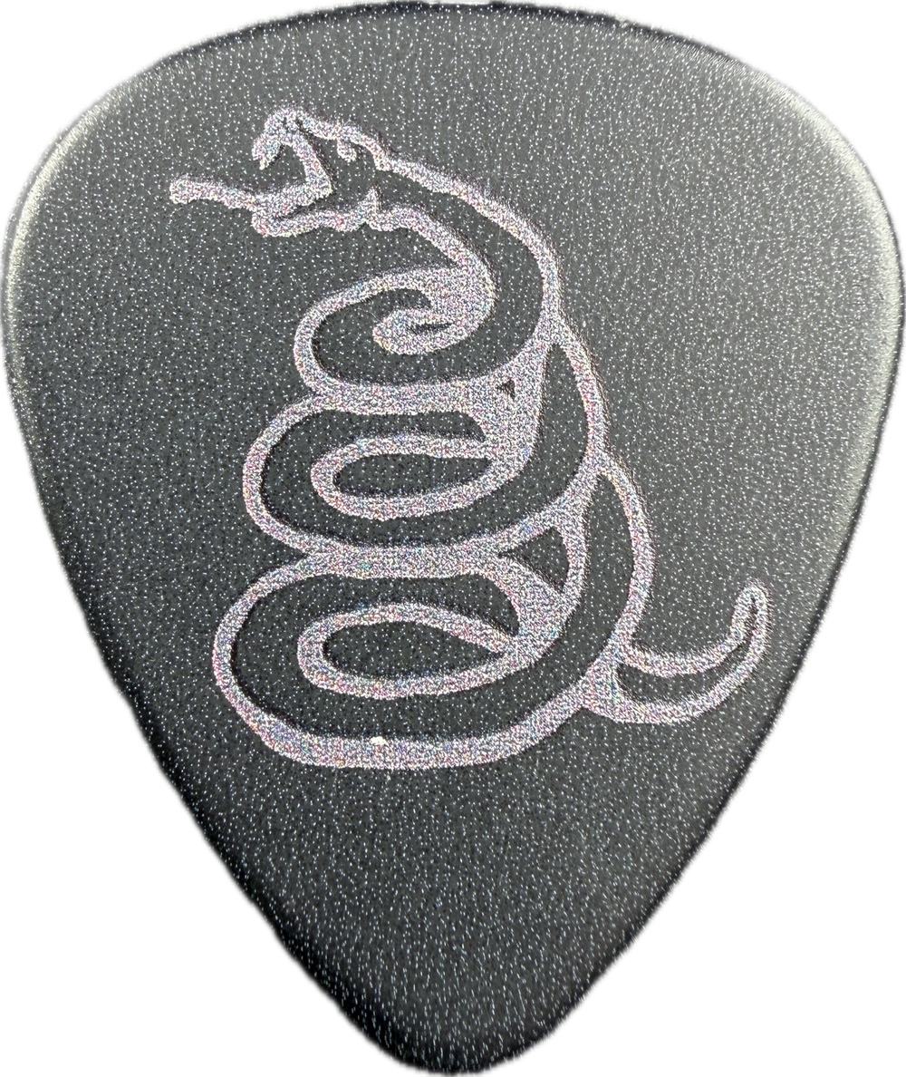 Metallica METALLICA (THE BLACK ALBUM) guitar pick front, snake artwork black