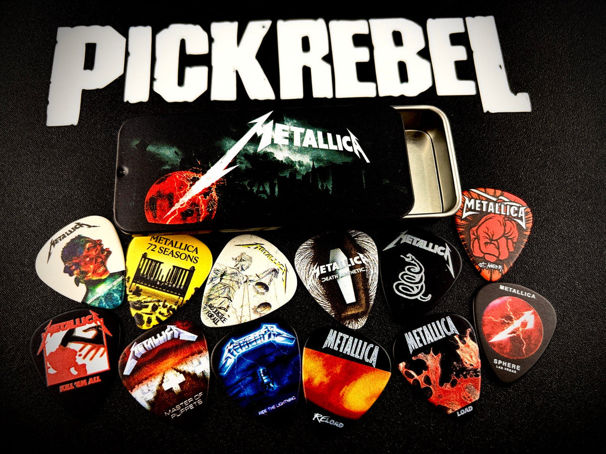 Metallica Sphere Las Vegas Dunlop guitar pick tin and picks