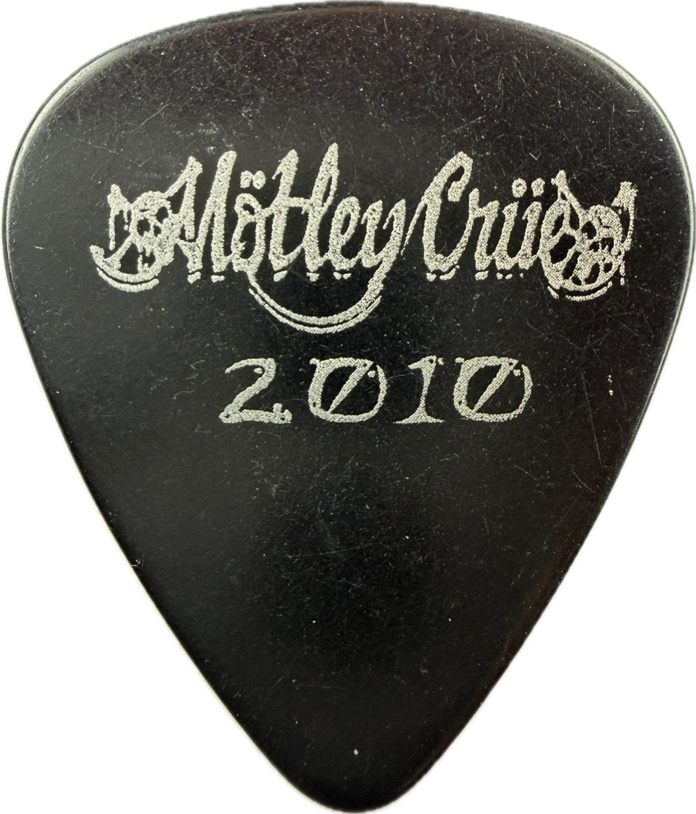 Nikki Sixx Motley Crue 2010 Tour Guitar Pick front motley crue 2010 black