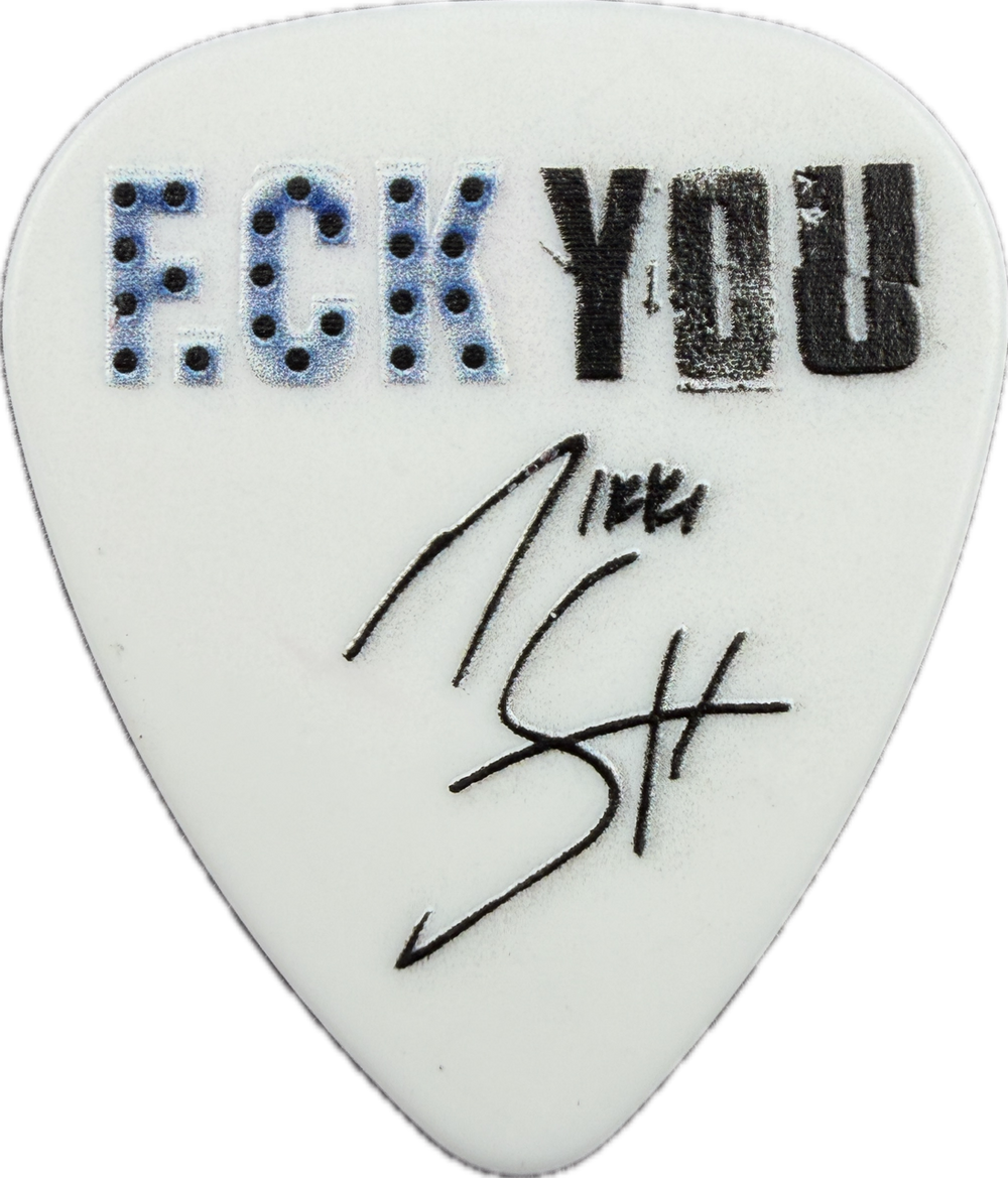 Nikki Sixx Mötley Crüe 40 Years Of Crüe Fuck You Guitar Pick front