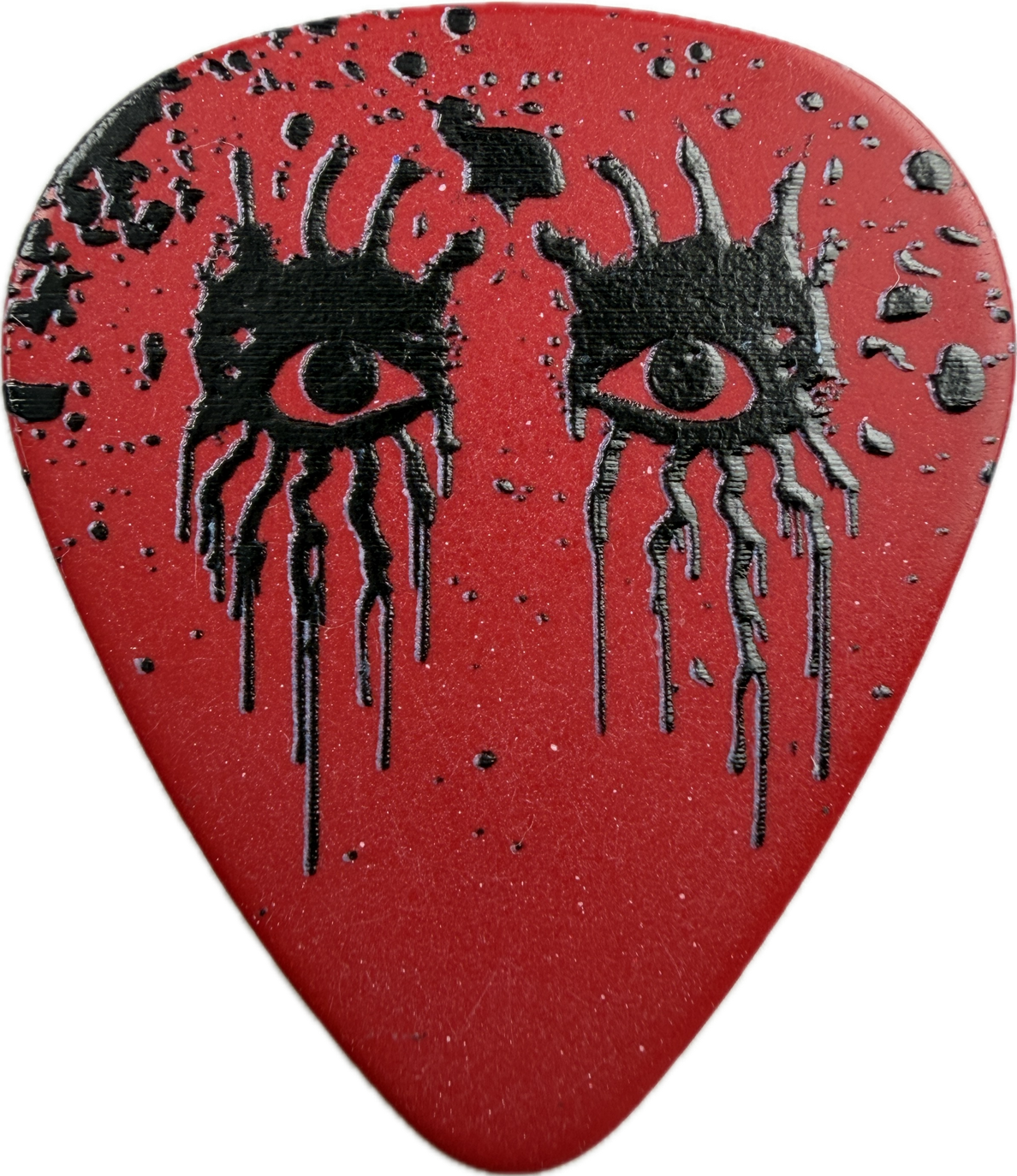 Nita Strauss Alice Cooper 2025 Black Eyes Guitar Pick front black dripping eyes red