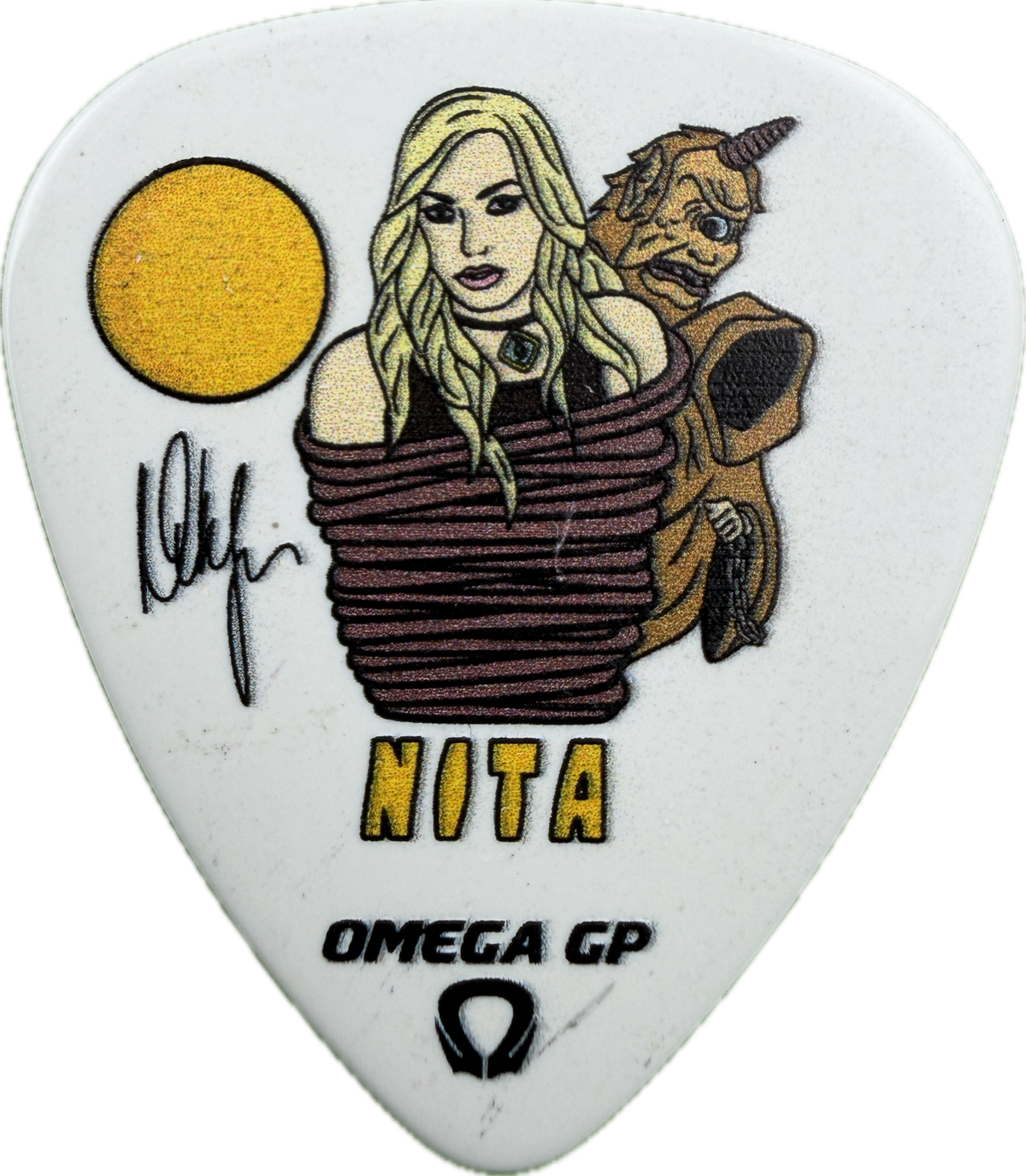 NITA STRAUSS ALICE COOPER GLOW COOPER-DOO GUITAR PICK FRONT