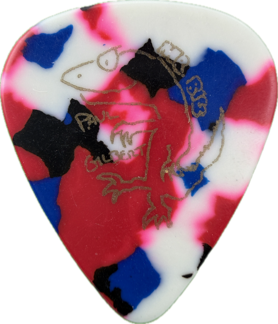 Paul Gilbert Mr. Big 1993 Lean Into It Tour Jurassic Multicolor Guitar Pick front