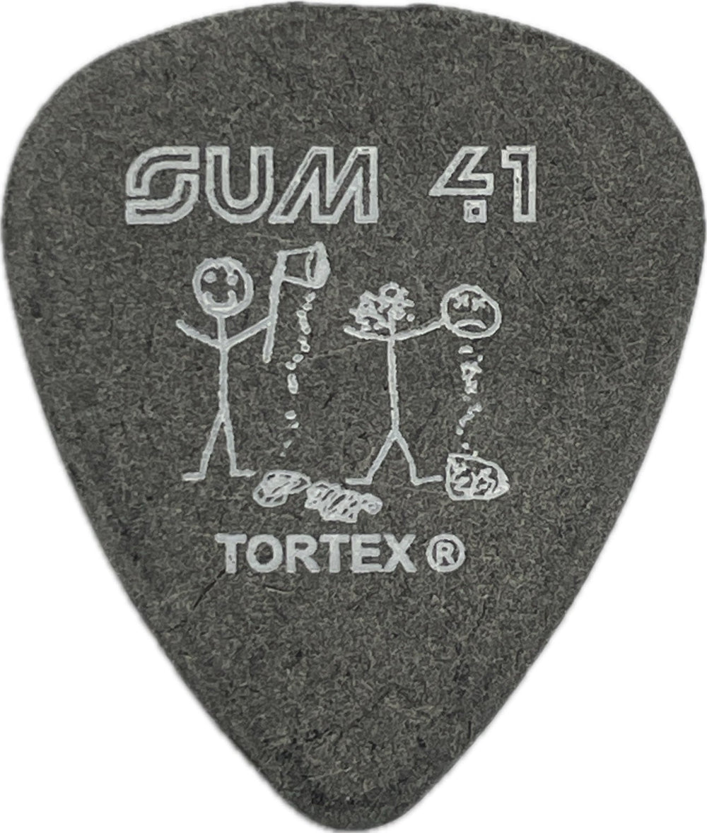 Sum 41 2003 Does This Look Infected? tour guitar pick front with SUM 41, stick-figure artwork and Tortex logo
