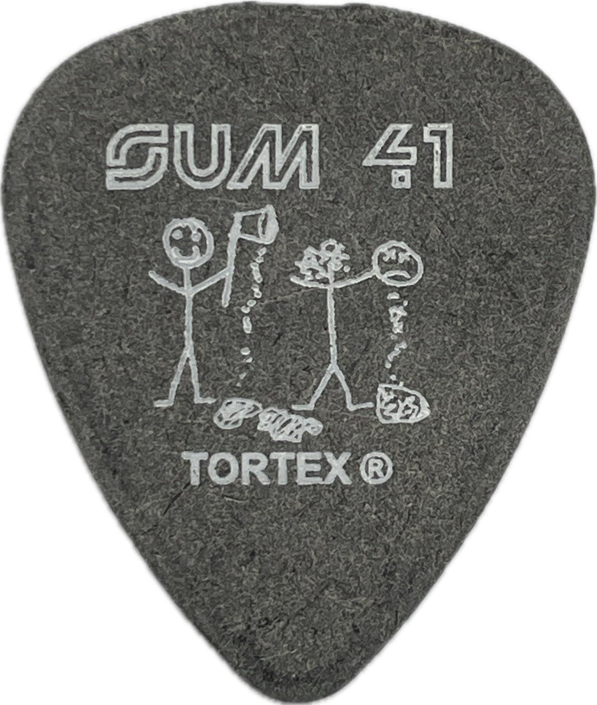 Sum 41 2003 Does This Look Infected? tour guitar pick front with SUM 41, stick-figure artwork and Tortex logo