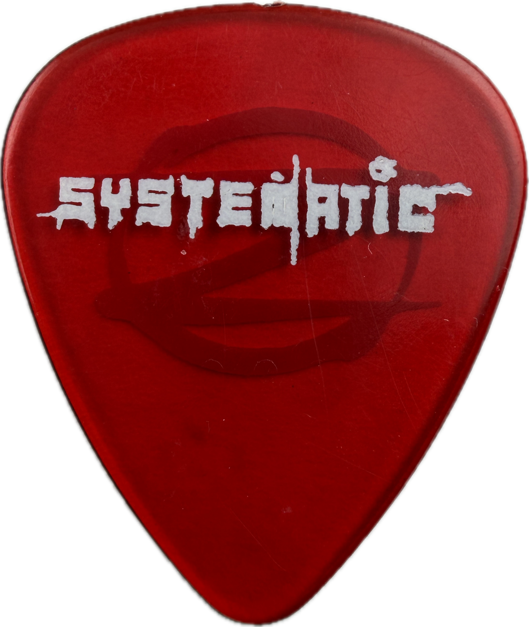 TIM NARDUCCI SYSTEMATIC 2001 OZZFEST TOUR RED GUITAR PICK FRONT