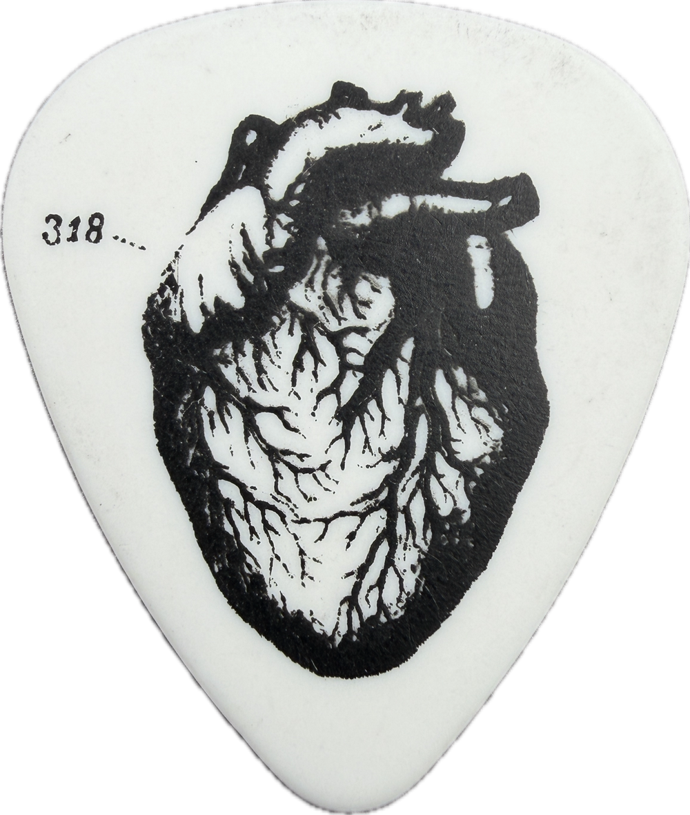 William Duvall Alice In Chains Heart Tour Guitar Pick front anatomical heart white tortex