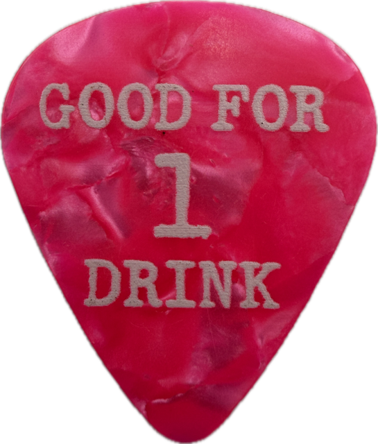 BLINK-182 2025 MISSIONARY IMPOSSIBLE WORLD TOUR VIP LOSER KIDS RABBIT DRINK TOKEN GUITAR PICK reverse