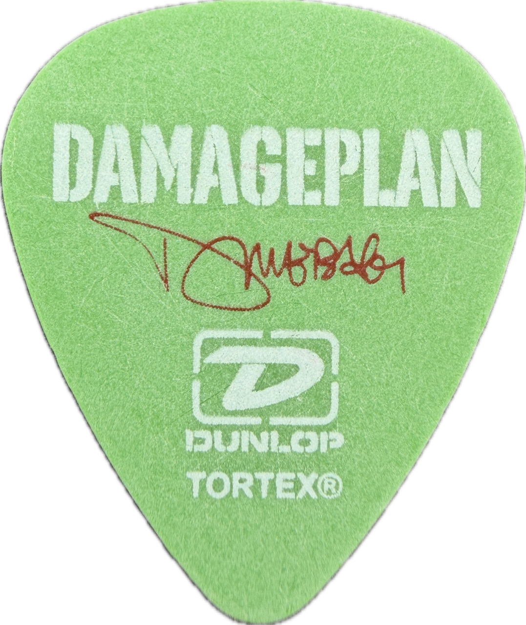 dimebag darrell damageplan 2004 new found power tour skull white dunlop green tortex tortex guitar pick reverse pickrebel photo reverse