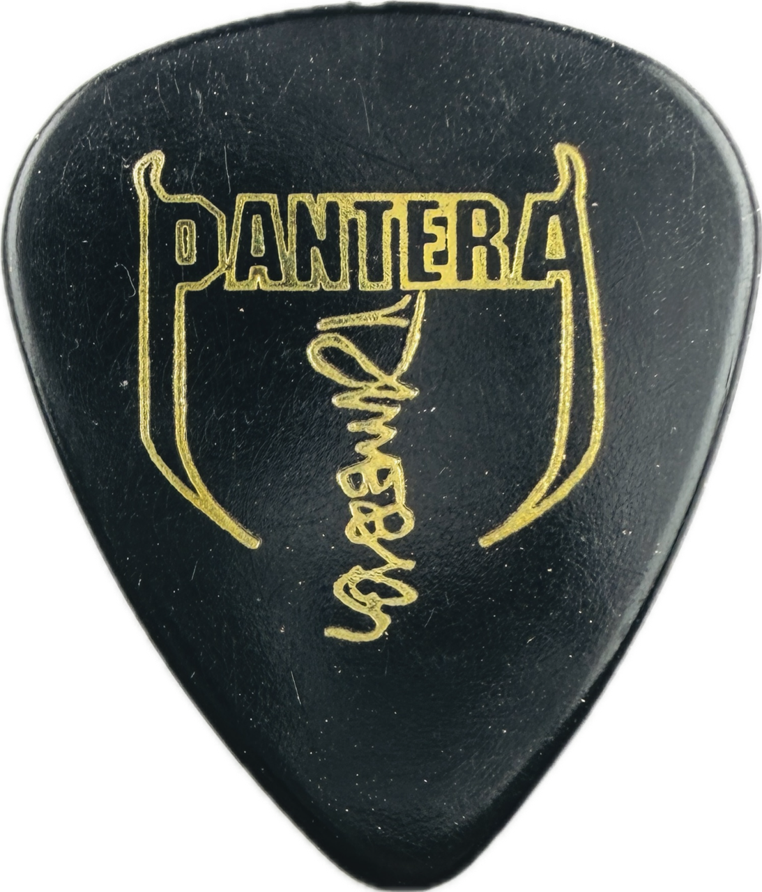 dimebag darrell pantera 2001 reinventing the steel tour pantera dimebag darrell gold foil black guitar pick reverse pickrebel photo reverse
