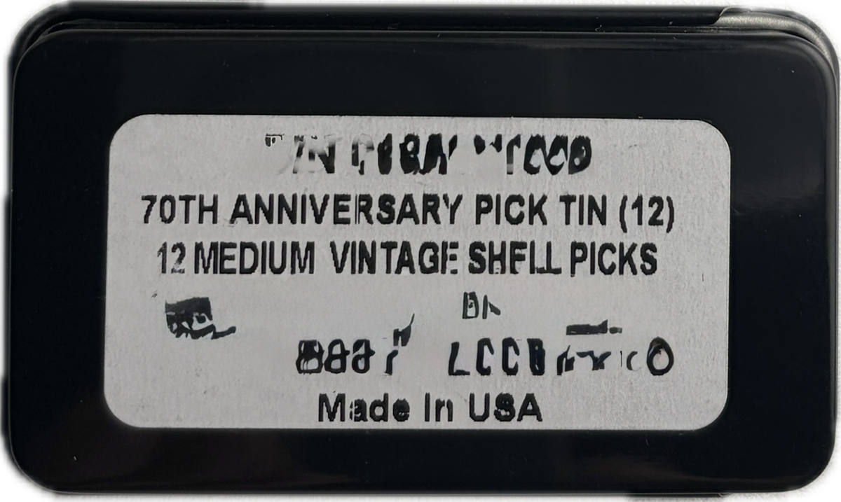 fender 2024 stratocaster 70th anniversary 12 medium vintage shell picks made in usa pick tin reverse pickrebel photo back