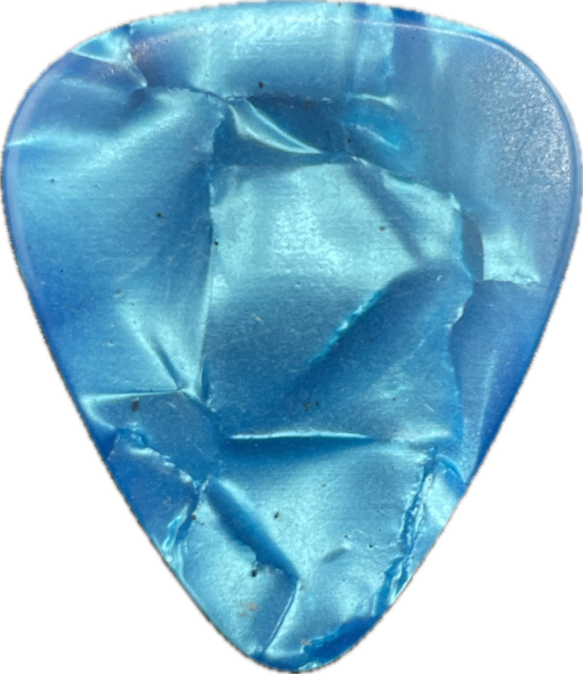 Blank blue pearloid reverse of a Greta Van Fleet guitar pick reverse