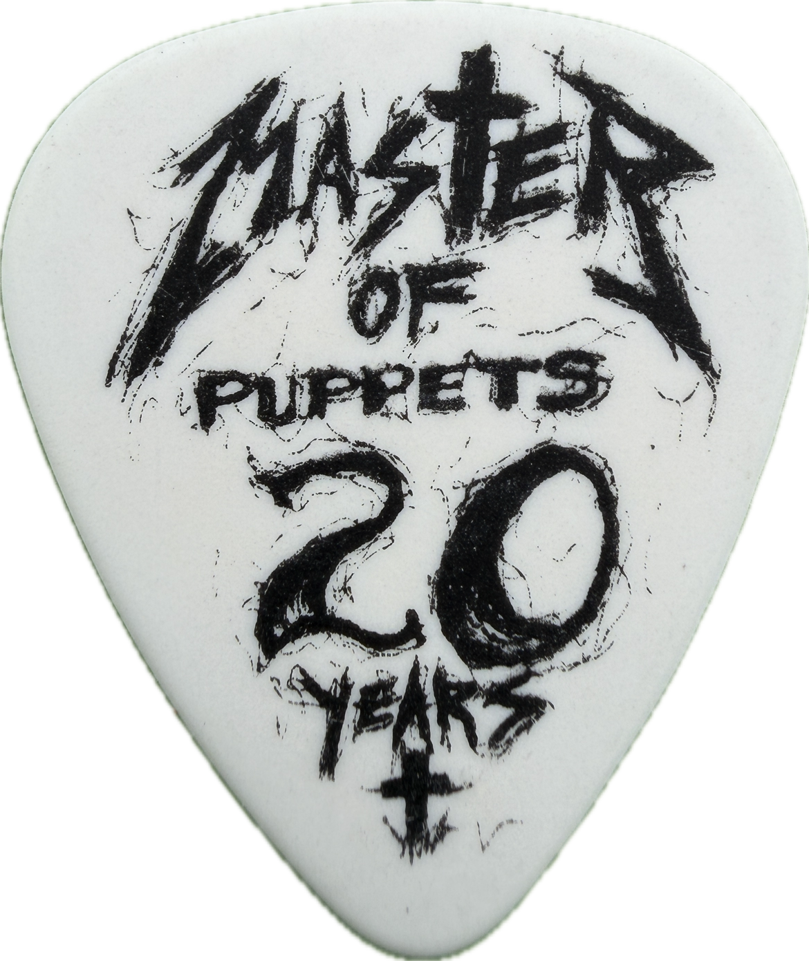 james hetfield metallica 2006 master of puppets 20th anniversary tour master of puppets white guitar pick reverse pickrebel photo reverse