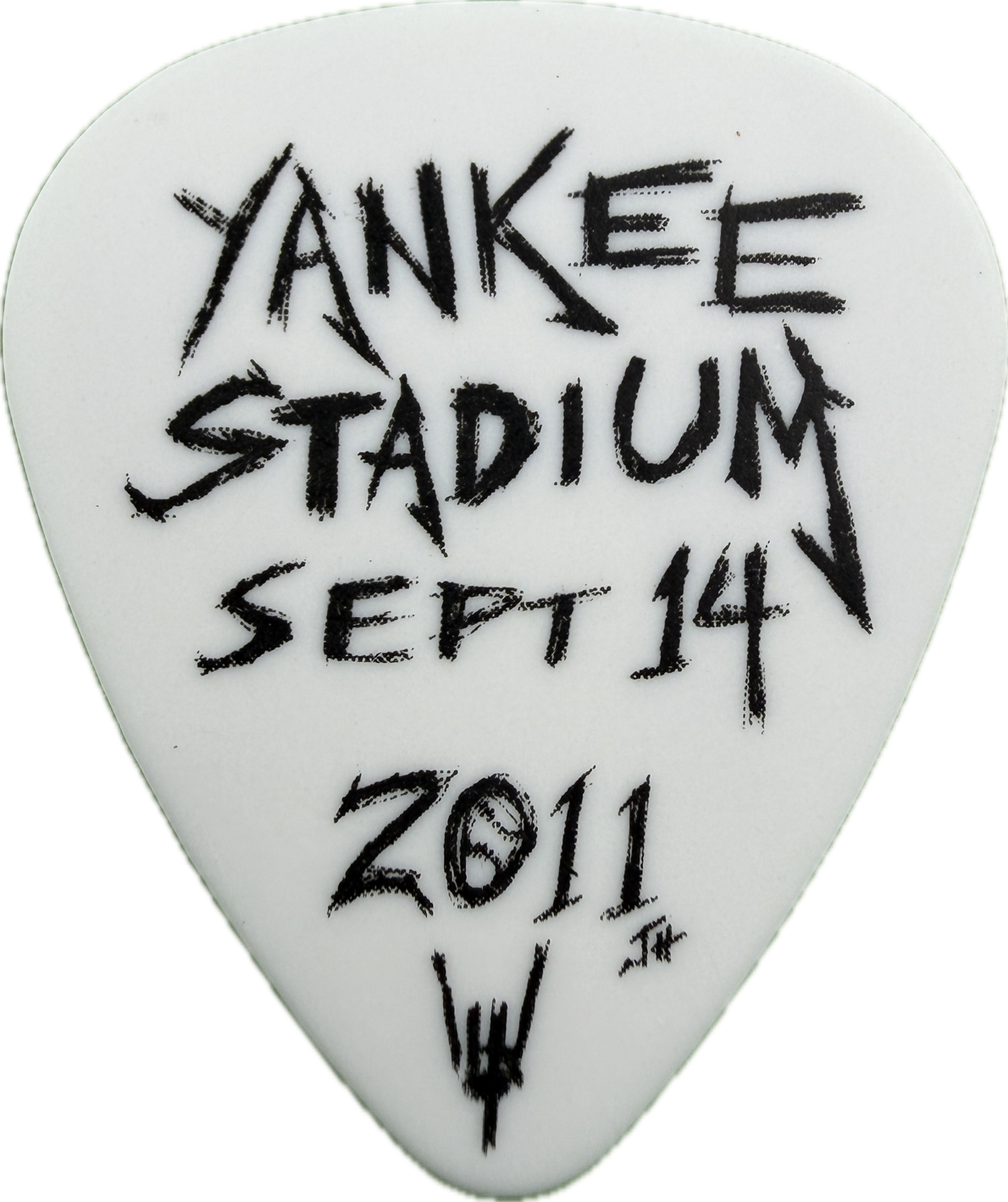 james hetfield metallica 2011 big 4 yankee stadium tour baseball white guitar pick reverse pickrebel photo reverse