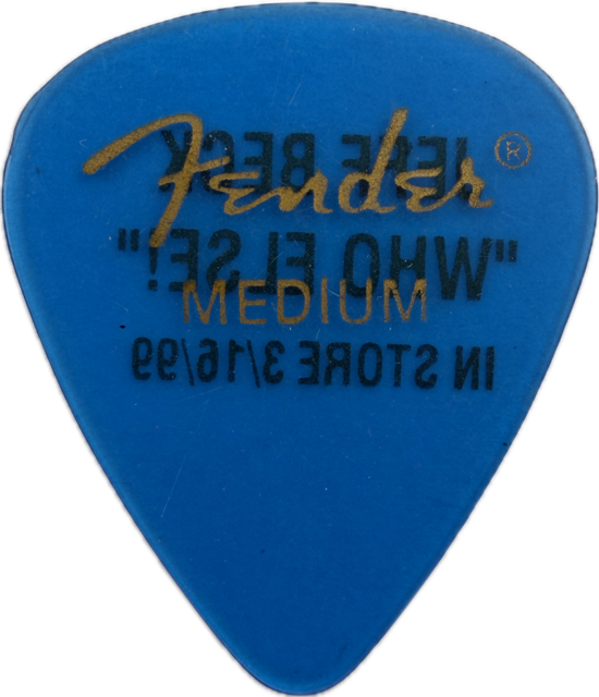 JEFF BECK WHO ELSE! 1999 IN-STORE PROMO TRANSPARENT BLUE GUITAR PICK reverse