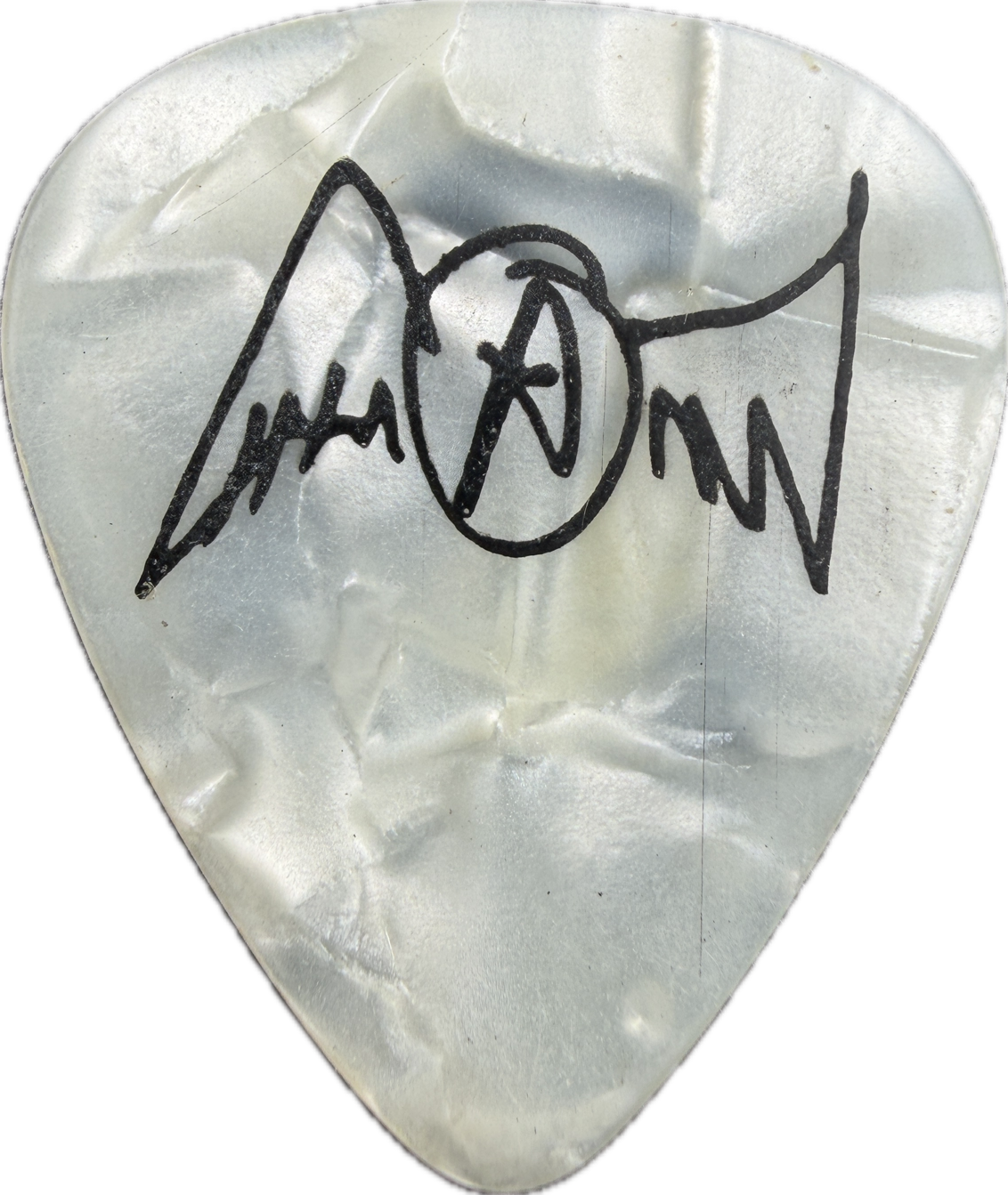 joe perry aerosmith 2004 honkin on bobo tour simpsons guitar pick joe perry signature white pearloid guitar pick reverse pickrebel photo reverse