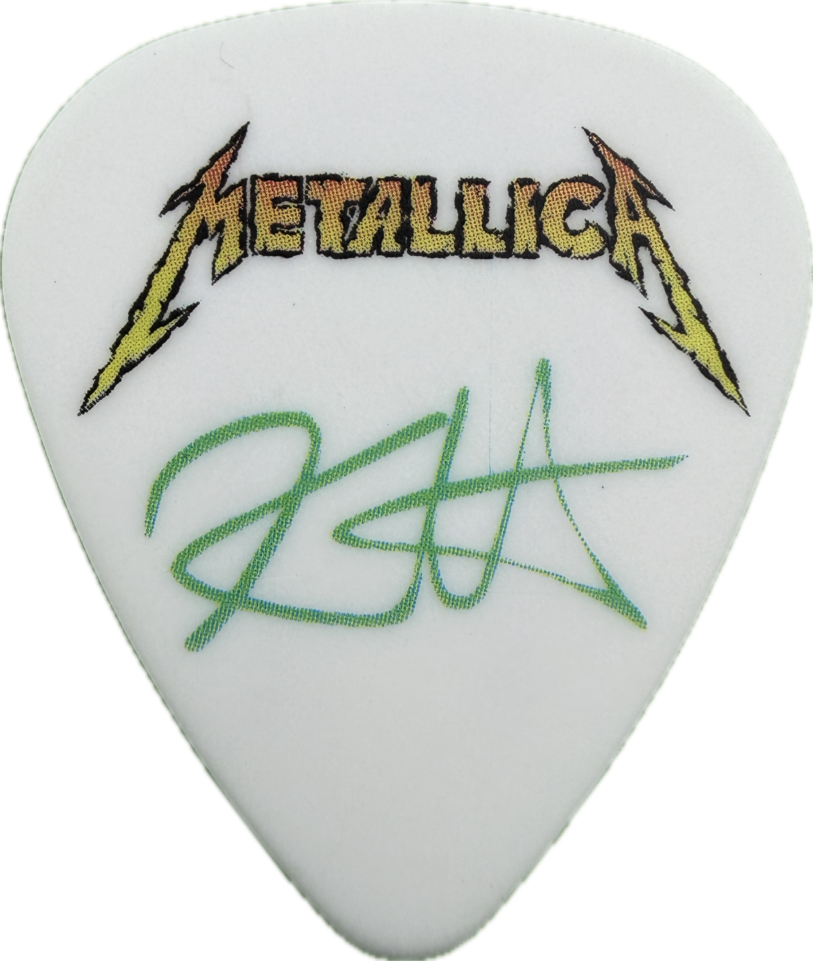 kirk hammett metallica 2008 death magnetic tour green monster white guitar pick reverse pickrebel photo reverse