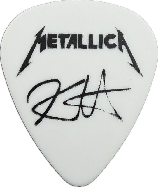 kirk hammett metallica 2012 tour caricature printed signature white guitar pick reverse pickrebel photo reverse