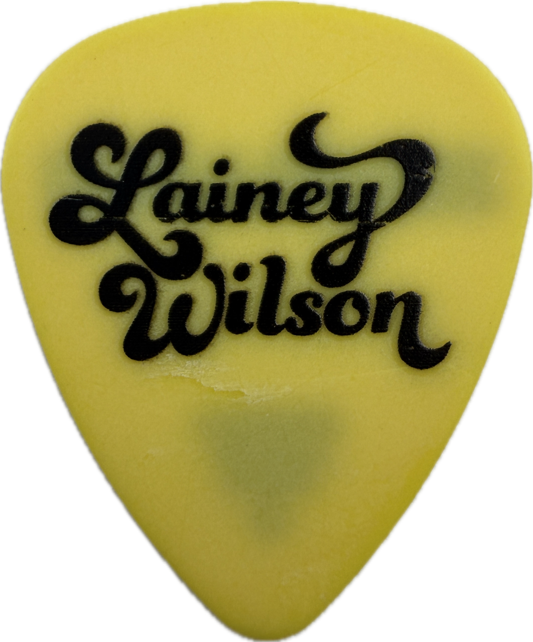 lainey wilson 2025 whirlwind things a man oughta know omega gp yellow guitar pick reverse pickrebel photo reverse