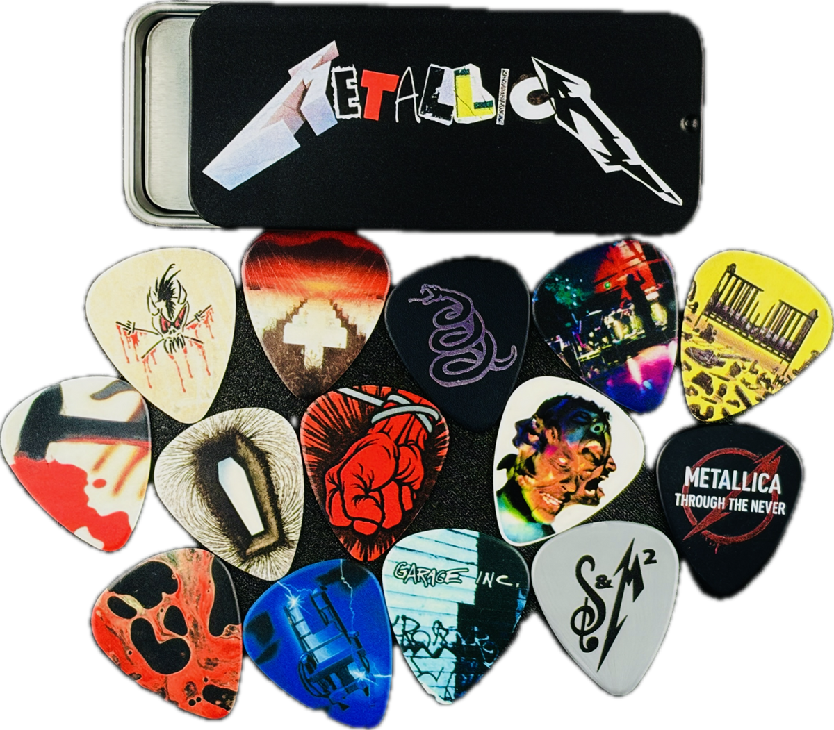 metallica album cover pick tin 16 picks fronts dunlop pickrebel photo detail 1