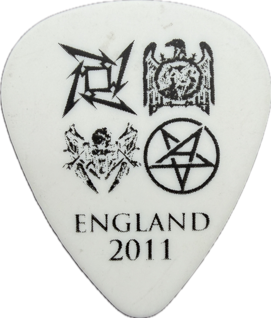 METALLICA THE BIG 4 2011 ENGLAND WHITE GUITAR PICK reverse