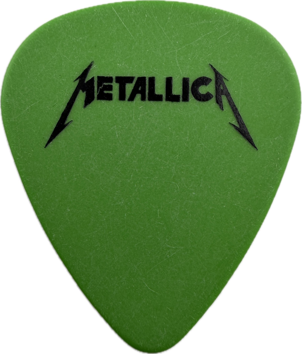 Metallica green Scary Guy guitar pick Metallica logo side reverse