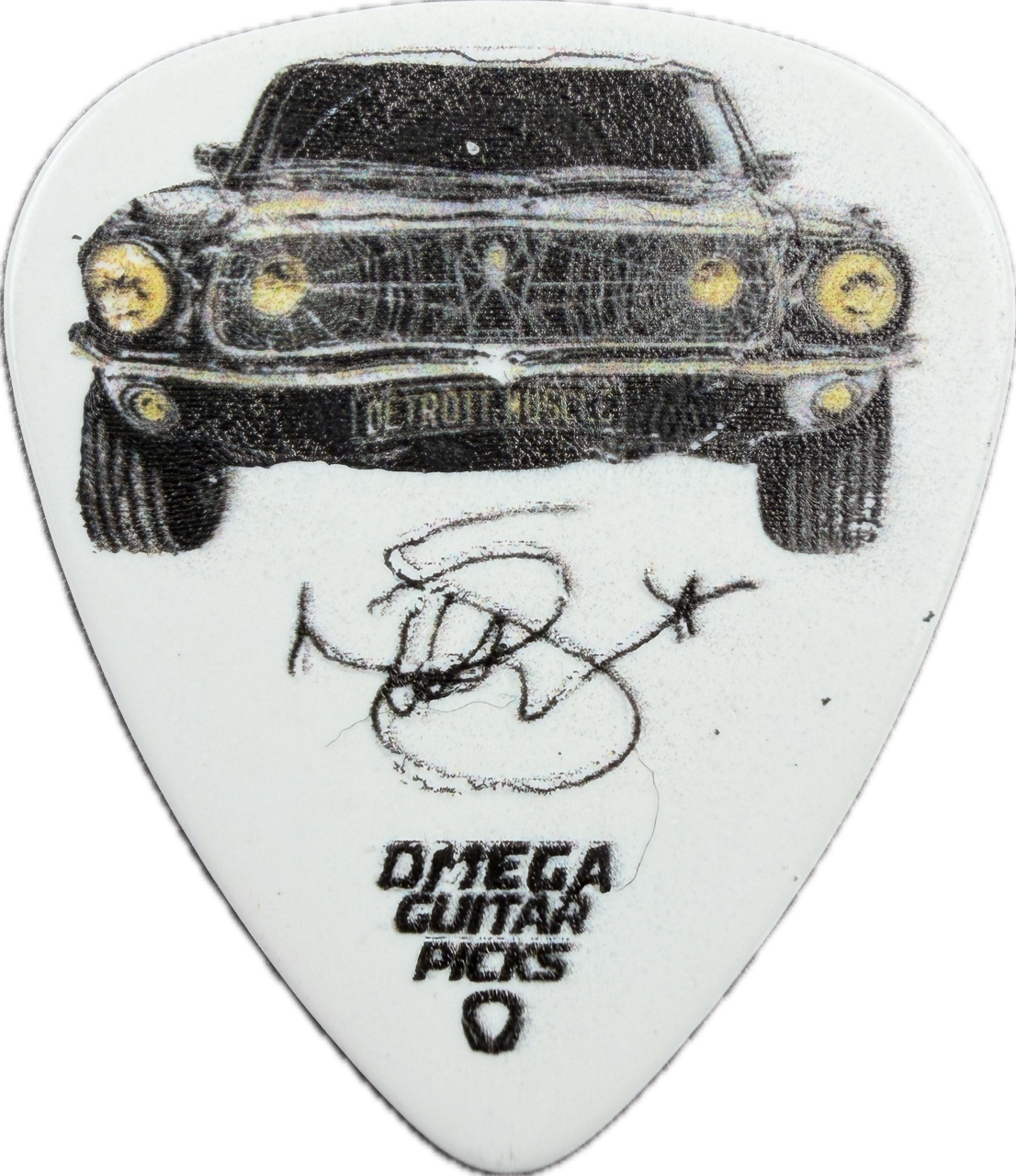 nita strauss alice cooper 2021 us fall 2021 detroit muscle omega gp white guitar pick reverse pickrebel photo reverse